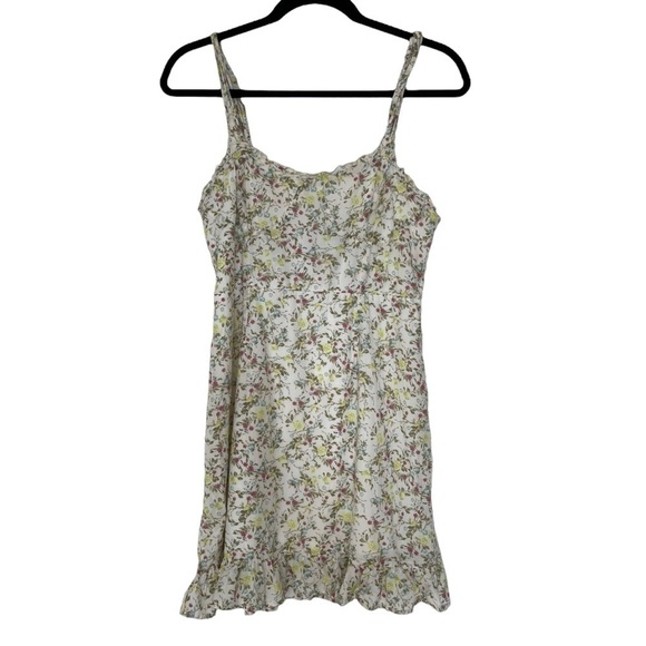 Wild Fable Cream Floral Spaghetti Strap Shirred Mini Dress - Size Medium - Picture 1 of 6
